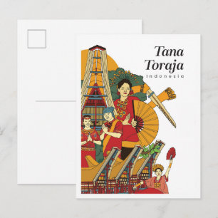Cartão Postal Viagem Tana Toraja Indonésia