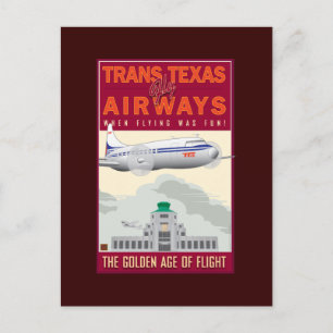 Cartão Postal VIAGEM-Trans Texas Airways-