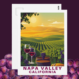 Cartão Postal Viagem Vinícola ao Vale de Napa, Califórnia Antiga