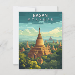 Cartão Postal Viagem Vintage Bagan Myanmar