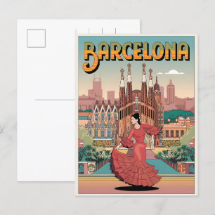 Cartão Postal Viagem vintage barcelona sagrada familia presentes