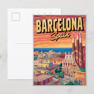 Cartão Postal Viagem vintage barcelona sagrada familia presentes