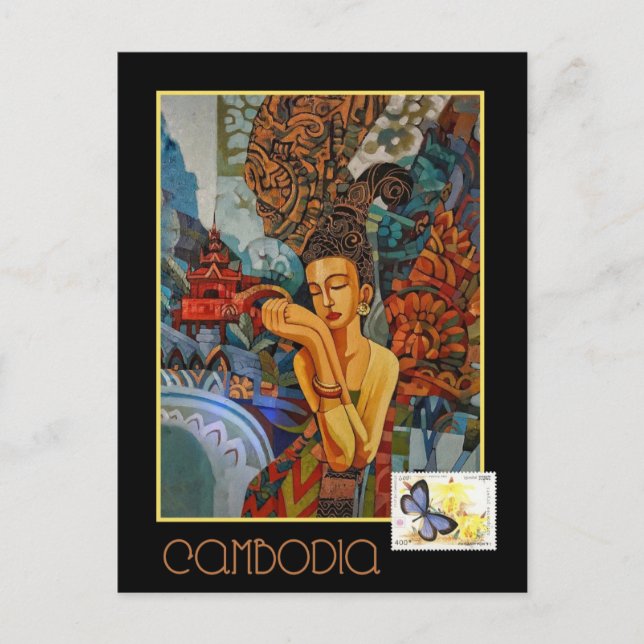 Cartão Postal Viagem Vintage Camboja (Frente)