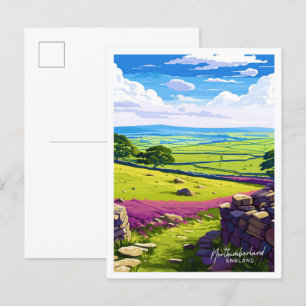 Cartão Postal Viagem Vintage da Northumberland England