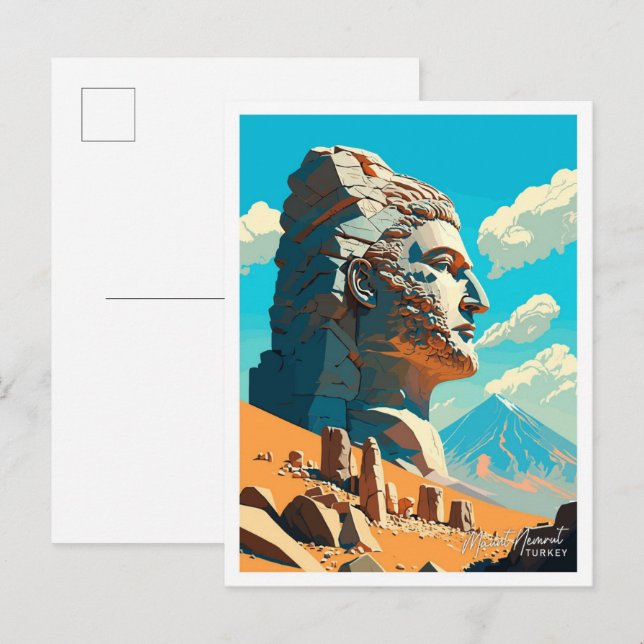 Cartão Postal Viagem Vintage do Monte Nemrut Turkey (Frente/Verso)