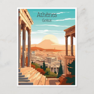 Cartão Postal viagem vintage Grécia Atenas Grèce turismo