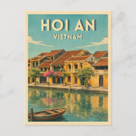 Cartão Postal Viagem Vintage Hoi An Vietnam Gráfico Retro