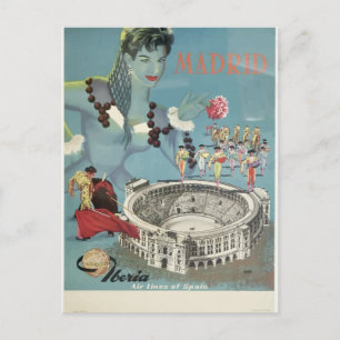 Cartão Postal viagem vintage madrid