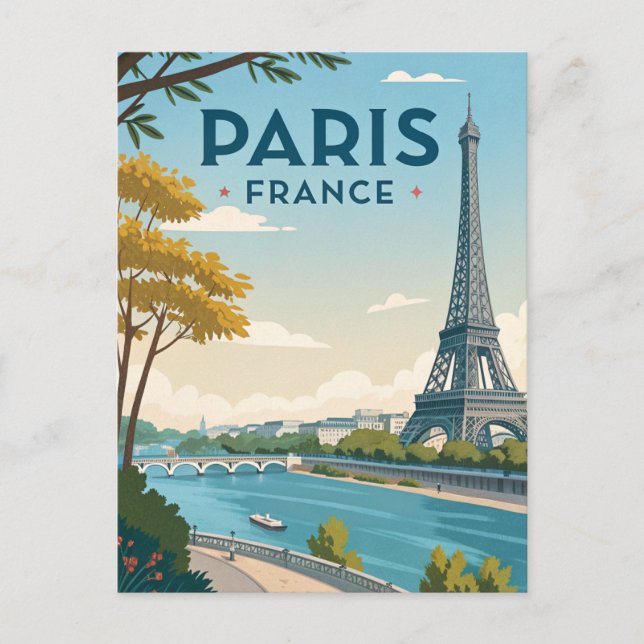 Cartão Postal Viagem Vintage Paris (Frente)