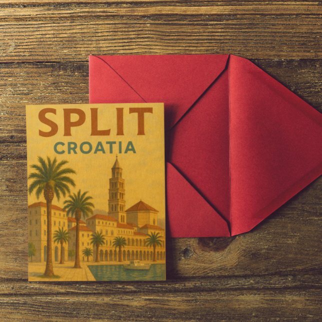 Cartão Postal Viagem Vintage Split Croácia Dalmácia (vintage split croatia travel postcard)