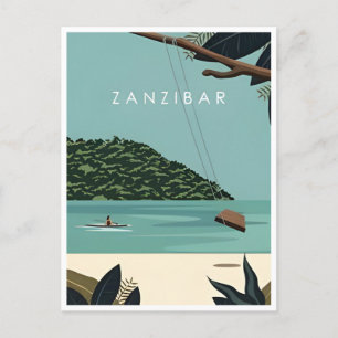 Cartão Postal Viagem vintage Zanzibar Tanzânia África Lago 