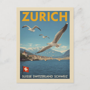 Cartão Postal Viagem Vintage Zurique Suíça