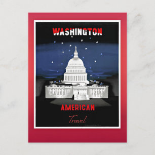 Cartão Postal Viagem Washington, poster vintage,
