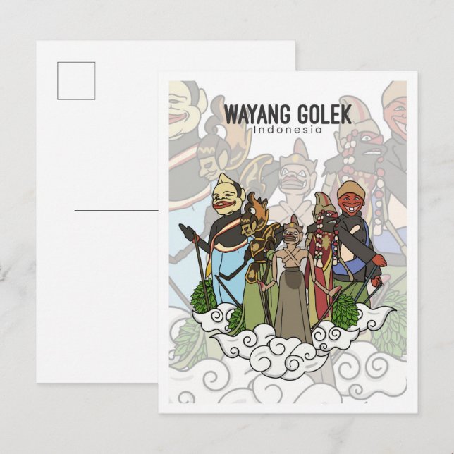 Cartão Postal Viagem Wayang Golek Java Ocidental Indonésia (Frente/Verso)