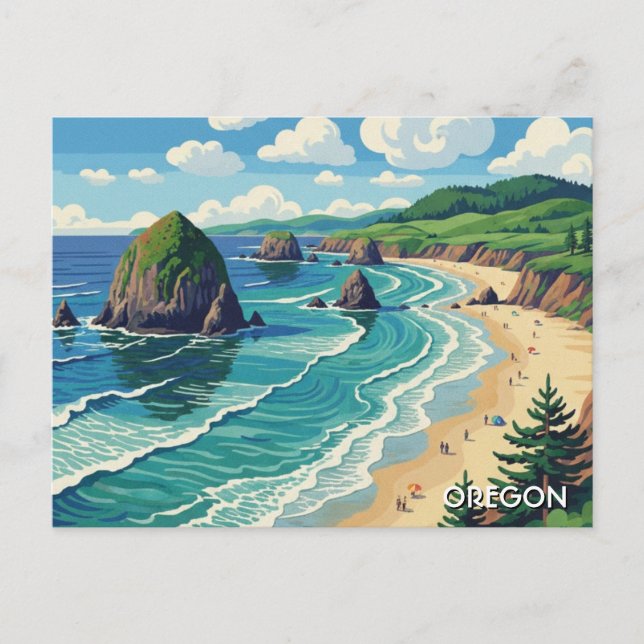 Cartão Postal Viagens à costa do Oregon (Frente)