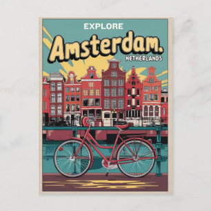 Cartão Postal Viagens Amsterdam holanda bicicletas presentes vin