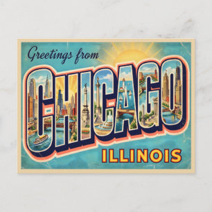Cartão Postal Viagens Antigas Chicago Illinois
