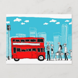 Cartão Postal Viagens ao trabalho esperando no ponto de ônibus