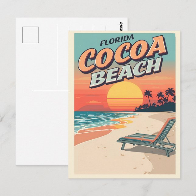 Cartão Postal Viagens Clássicas Cocoa Beach Flórida presentes we (Frente/Verso)