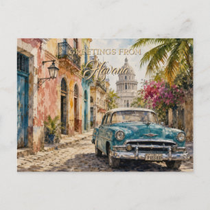 Cartão Postal Viagens Cuba Antiga - Saudações de Havana