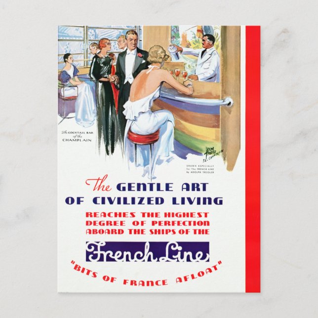 Cartão Postal Viagens em Navio de Cruzeiro Vintage (Frente)