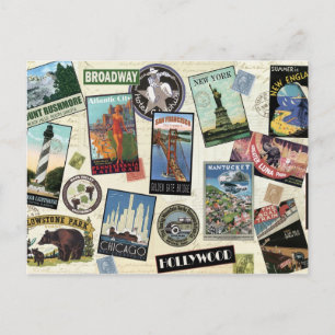 Cartão Postal Viagens Modernas Vintage EUA
