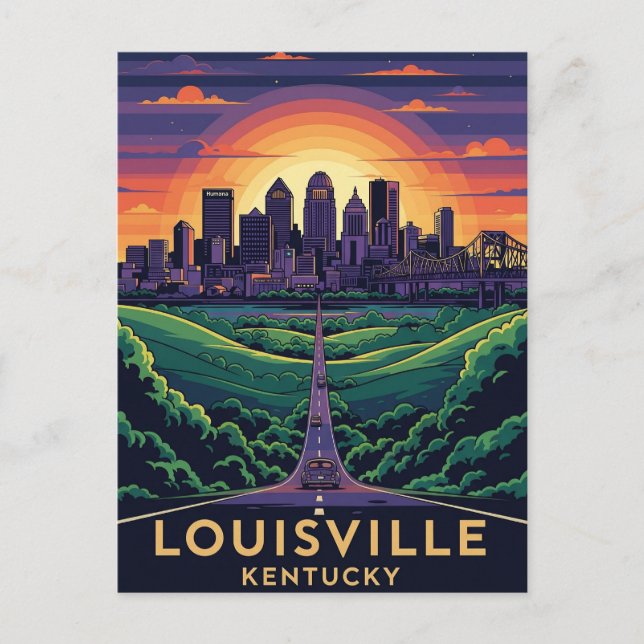 Cartão Postal Viagens para Louiseville Kentucky (Frente)