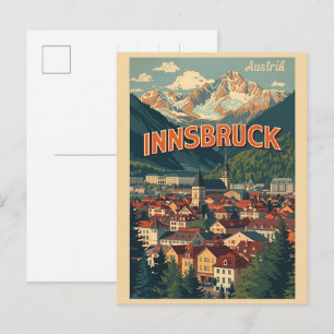 Cartão Postal Viagens retrô Innsbruck Tirol - Presentes dos Alpe