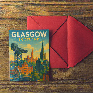 Cartão Postal Viagens Retrospetivas Glasgow Escócia 