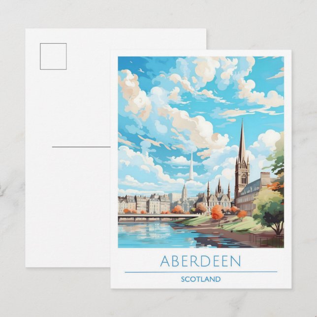 Cartão Postal Viagens vintage Aberdeen Scotland (Frente/Verso)