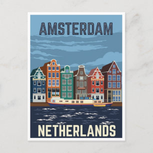 Cartão Postal Viagens vintage amsterdam Holland Países Baixos re