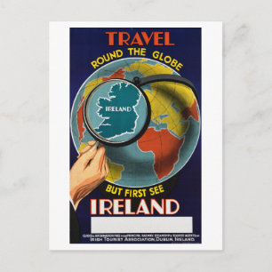 Cartão Postal viagens vintage ao redor do globo Primeiro Ver Irl