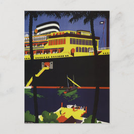 Cartão Postal Viagens vintage, Art Deco Cruise Ship Port