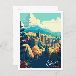 Cartão Postal Viagens vintage Asheville da Carolina do Norte