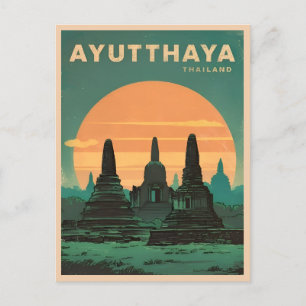 Cartão Postal Viagens vintage Ayutthaya Tailândia Retrocêntrica