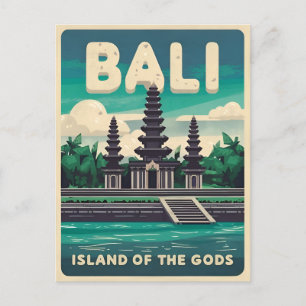 Cartão Postal Viagens vintage Bali Indonésia - Gráfico Retroativ
