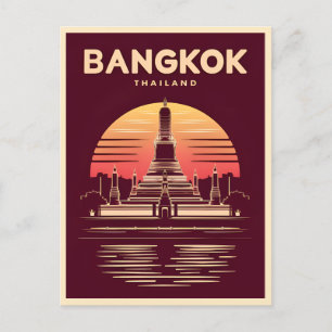Cartão Postal Viagens vintage Bangkok Tailândia - Gráfico Retroa