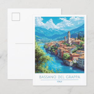 Cartão Postal Viagens vintage Bassano del Grappa Itália