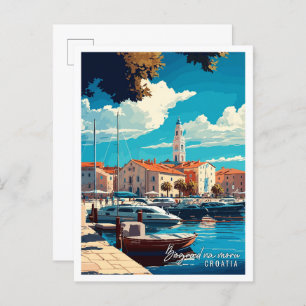 Cartão Postal Viagens vintage Biograd na moru Croácia