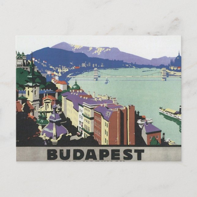 Cartão Postal Viagens vintage Budapest Hungria (Frente)