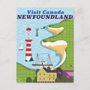Cartão Postal Viagens vintage canadense da Terra Nova