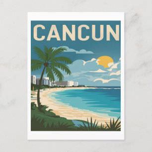 Cartão Postal Viagens vintage Cancun Beach Mexico