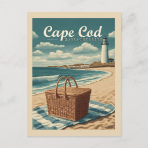 Cartão Postal Viagens vintage Cape Cod Massachusetts Beach Retro