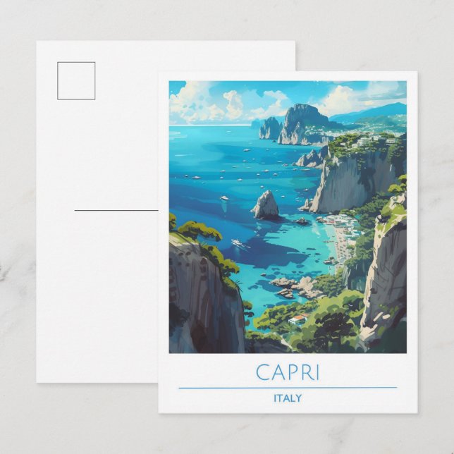 Cartão Postal Viagens vintage Capri Itália (Frente/Verso)