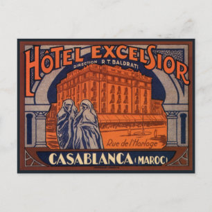 Cartão Postal Viagens vintage, Casablanca, Marrocos, África