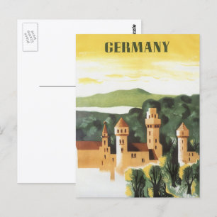Cartão Postal viagens vintage, Castelo Alemão, Baviera Alemanha