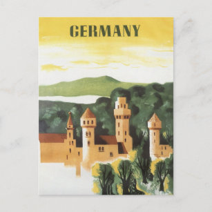 Cartão Postal Viagens vintage, Castelo Alemão, Baviera Alemanha