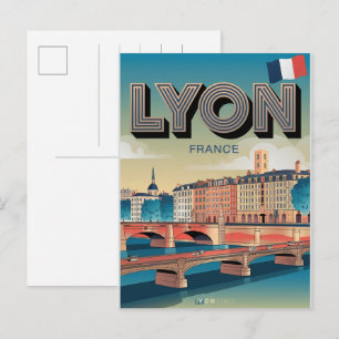 Cartão Postal Viagens vintage cidade de LYON francesa Rhône Alpe