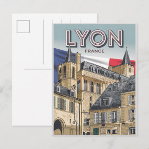Cartão Postal Viagens vintage cidade de LYON francesa Rhône Alpe