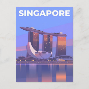 Cartão Postal Viagens vintage cidade de Singapura - retro do sky